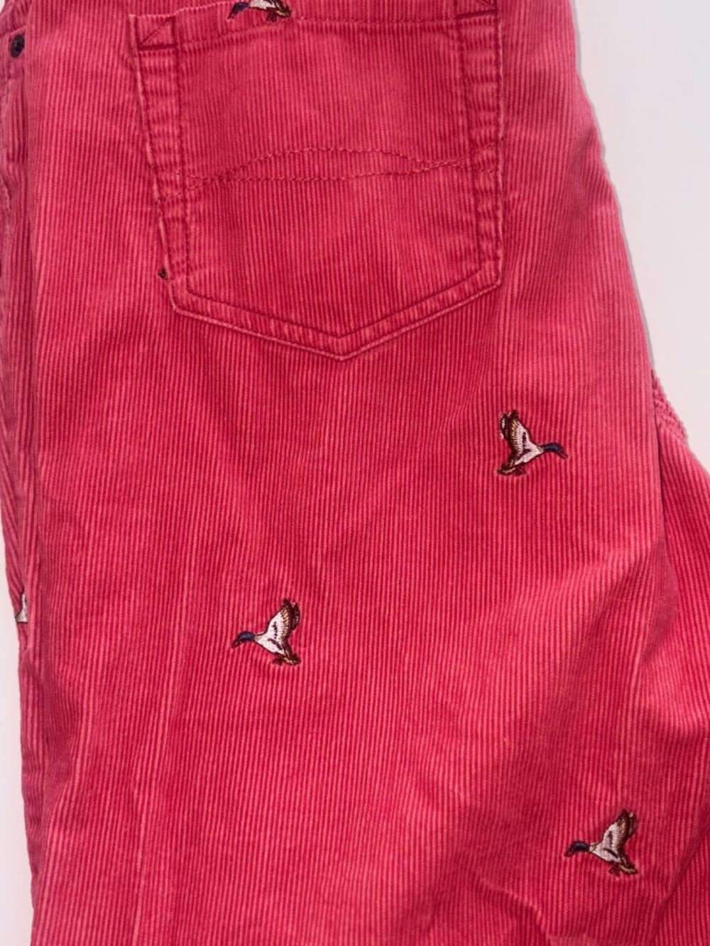 Women's VINTAGE L.L. Bean Mallard Duck Embroidered Corduroy Pant Salmon size 12T - Picture 8 of 16